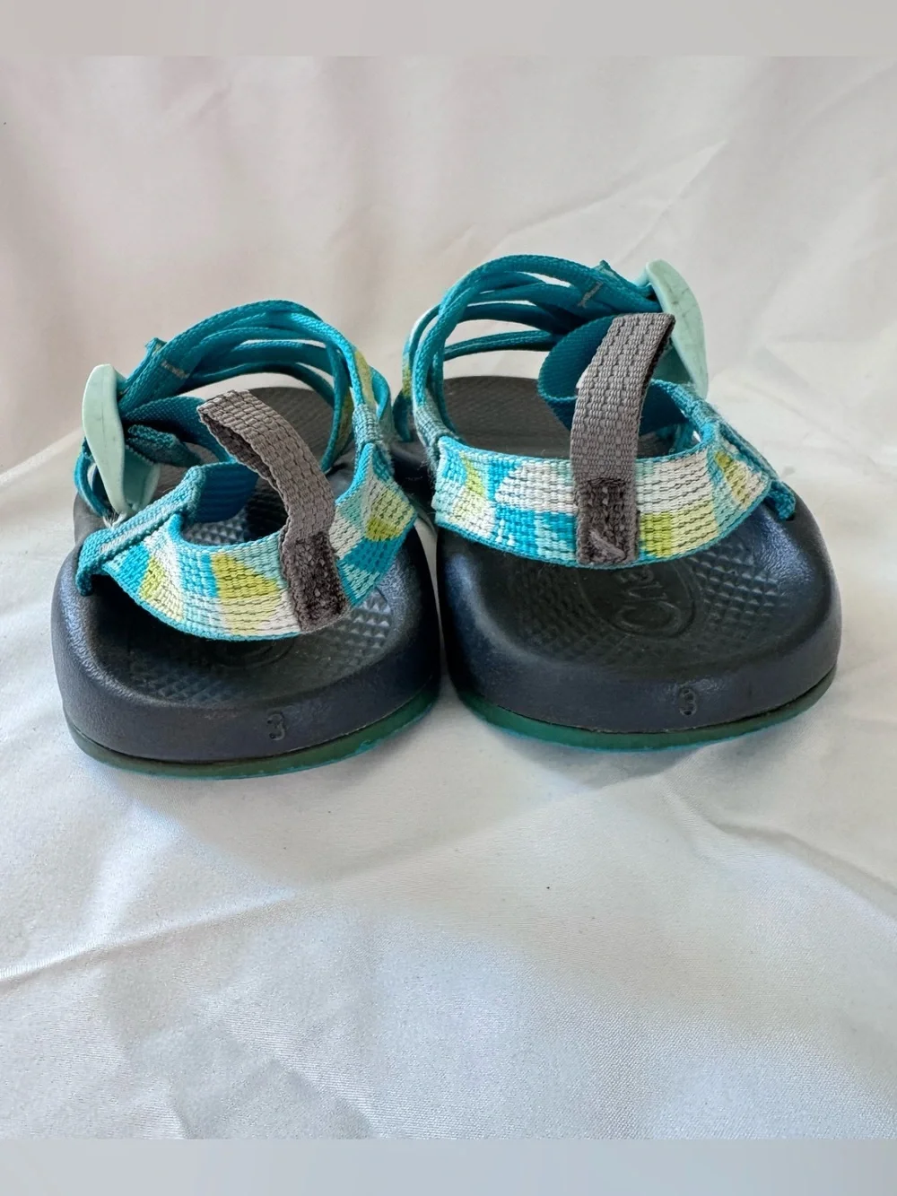 Chaco ZX/1 EcoTread Sandals Kids Size 3 Strappy Open Toe Blue Green Yellow